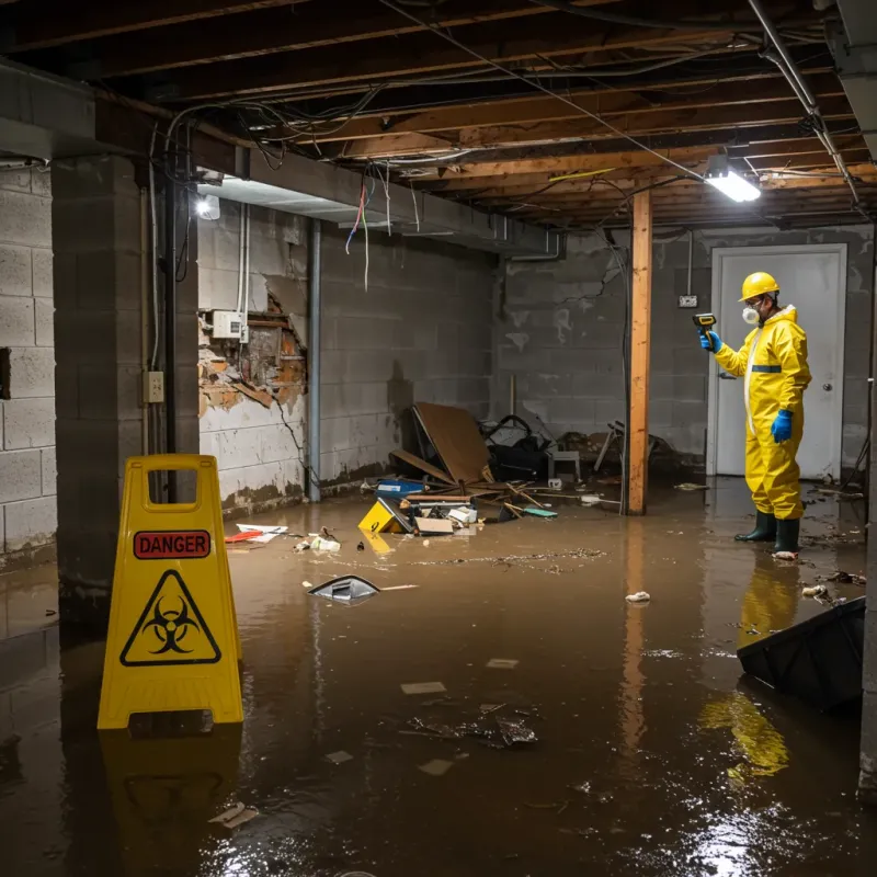 Flooded Basement Electrical Hazard in Carrollton, KY Property